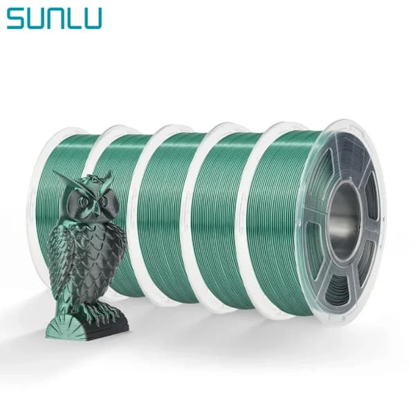 <SUNLU 3D-printfilament, silkefinish, lav krympningsrate>, DC sort grøn