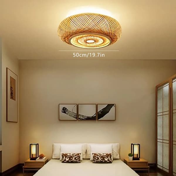Loftlampe, Bambusmateriale, Rustik Design, Gul