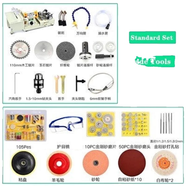 Multifunktionel Bænkpoleringsmaskine, 750W Motor, Trinløs Hastighedsregulering,Jade Værktøjssæt Jade tools Set Jade Tools Set