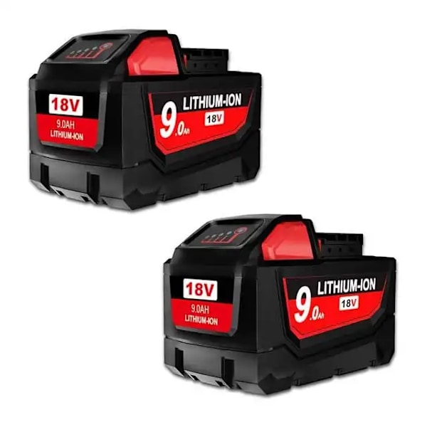 Milwaukee 18V Batteri, Høj Kapacitet 90/60Ah, Kompatibel med M18 Værktøj, 2 PAKKE 90Ah 2 PACK 9.0Ah 2 PACK 9.0Ah