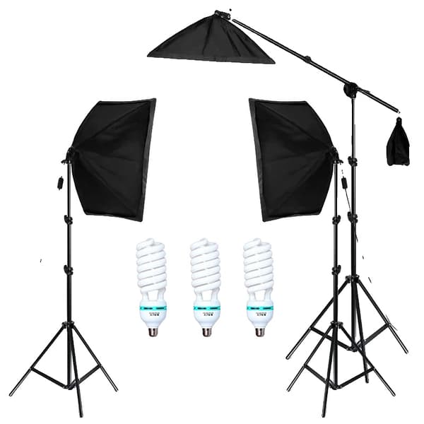 Softbox-belysningskit, 50x70cm softboxar, 3st 135W