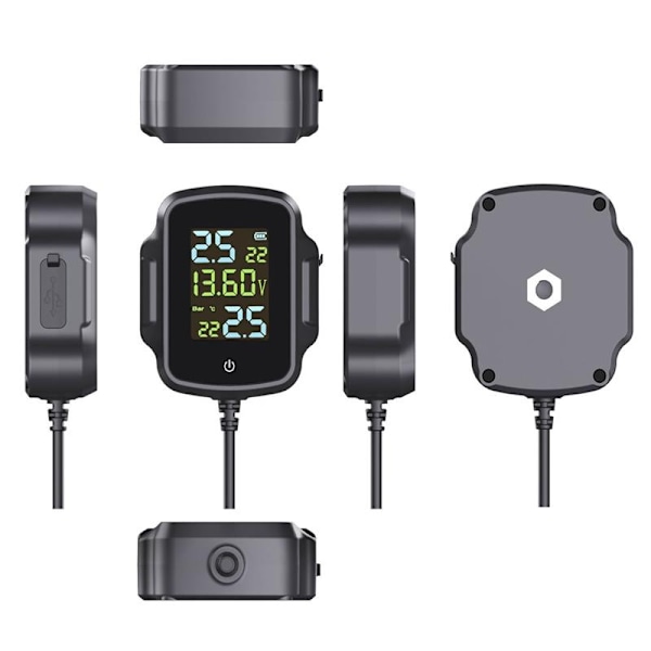 Motorcykel TPMS, Däcktrycksövervakningssystem, QC 30 USB-laddare