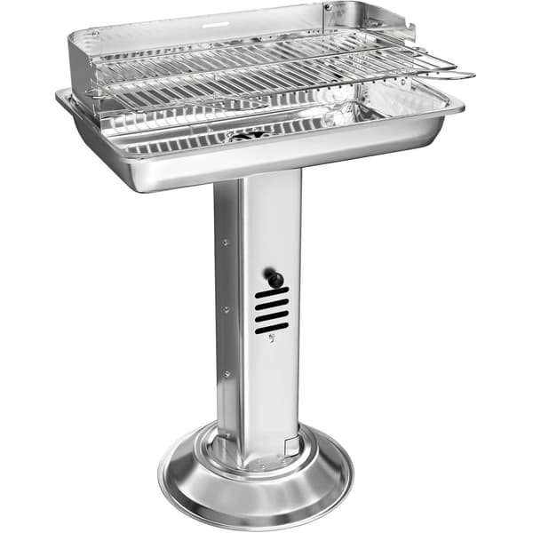 Kulgrill, Justerbar Højde, Pladsbesparende Design, sølv