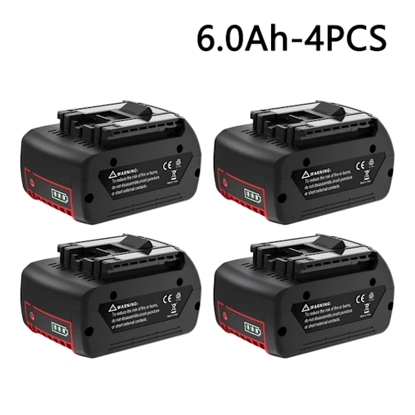 Bosch 18V batteri, 60Ah kapacitet, uppladdningsbart Li-ion, 4 batteri 4 Battery 4 battery