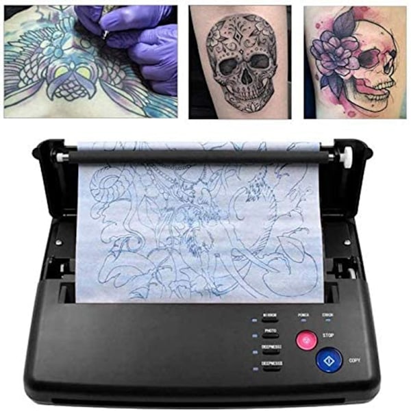 Tatoveringsskabelonprinter, termisk udskrivning, med 10 stk. overføringspapir EU Plug