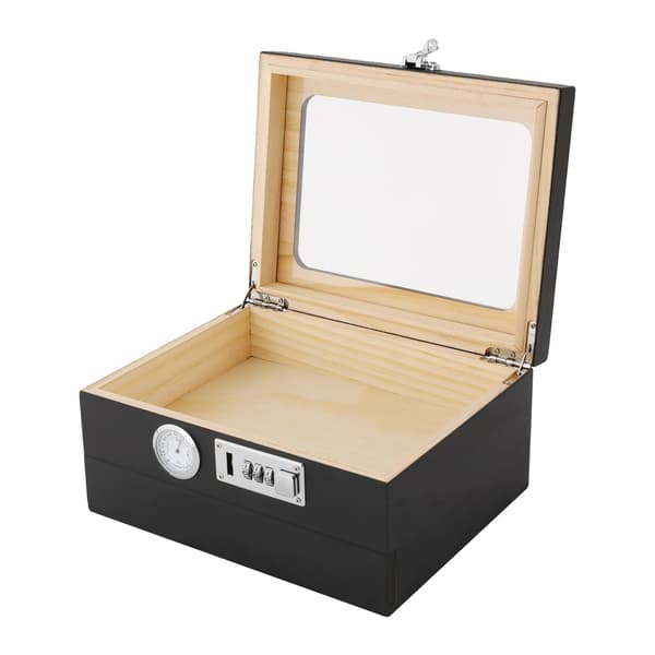 Cigar Humidor Kasse, Hygrometer, Modulær Opbevaringsskiller, sort