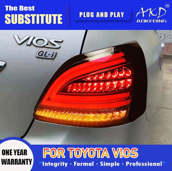 AKD Baglygter til Toyota Vios, 12V Spænding, Holdbart PP Materiale, Sort stil