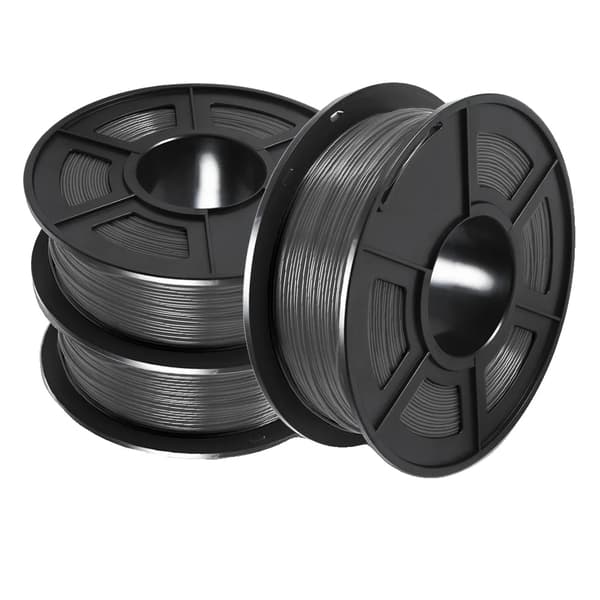 PLA filament 3 ruller, 1,75 mm diameter, miljøvenligt materiale, PETG Grå 3Ruller