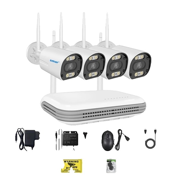 Wifi Kamera Kit, Videoövervakningssystem, Tvåvägsljud, Ingen, 8CH NVR och 4 kameror 8CH NVR and 4 Cam None 8CH NVR and 4 Cam
