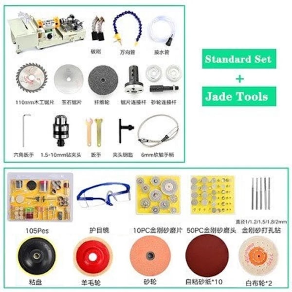 Multifunktionell Bänkpolerare, 750W Motor, Steglös Hastighetsreglering,Jade verktygsset Jade tools Set Jade Tools Set