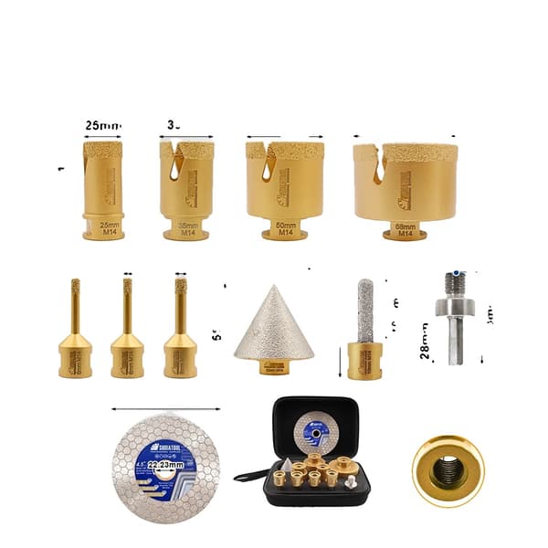 Diamantborrbitskit, 11 delar, förvaringslåda, 11Pcs, M14 Tråd