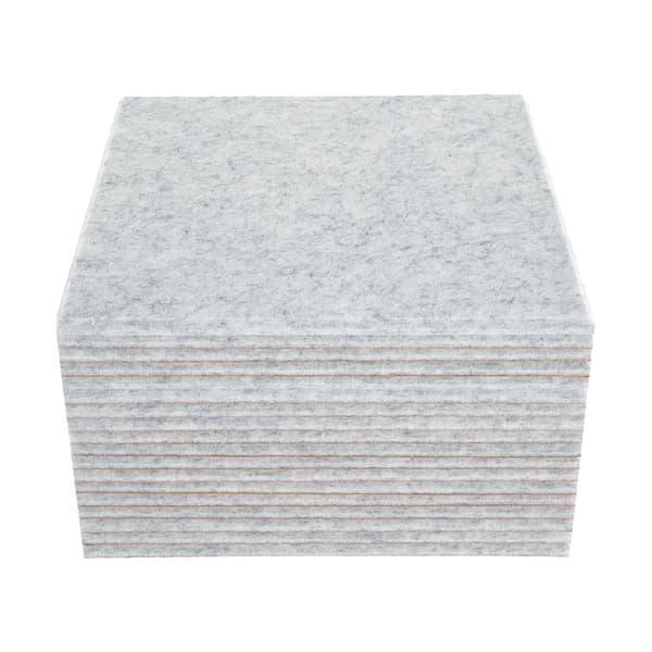 Akustikpanel, polyesterfiber, fyrkantig form, 9 mm tjocklek, Silvergrå
