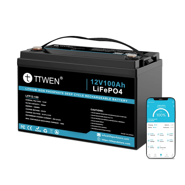 12V 100Ah LiFePO4 -akku, 1280Wh kapasiteetti, 4000+ sykliä, 100Ah Bluetooth12V 100Ah Bluetooth 12V 100Ah With Bluetooth 12V 100Ah With Bluetooth