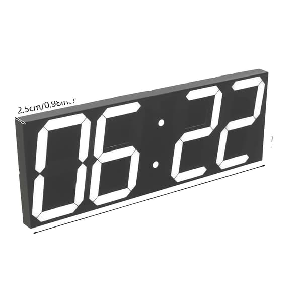 Väggklocka, modern minimalistisk design, LED-display, VIT, 16 tum
