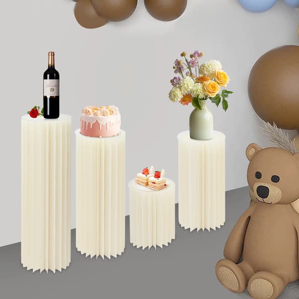 Fällbara Cylindrar Ställ Set, Elegant Vit Design, Hög Lastkapacitet, Mångsidiga Storleksvariationer