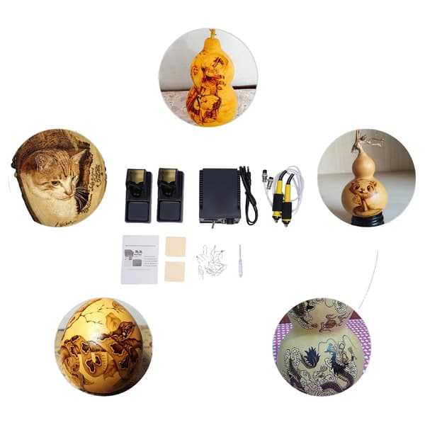 60W Pyrografi Kit, 19 Tips, Digital Temperaturkontroll, Fullständiga Tillbehör