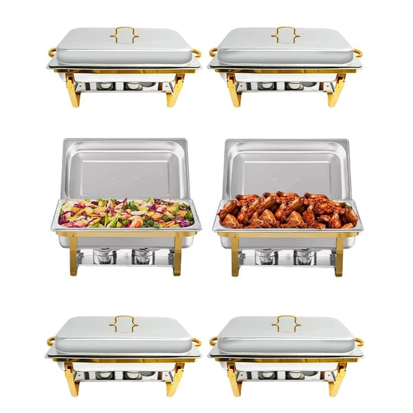 Chafing Dish, Dubbelbränslesystem, Elegant Design i Rostfritt Stål, 6Pack, 9 tum