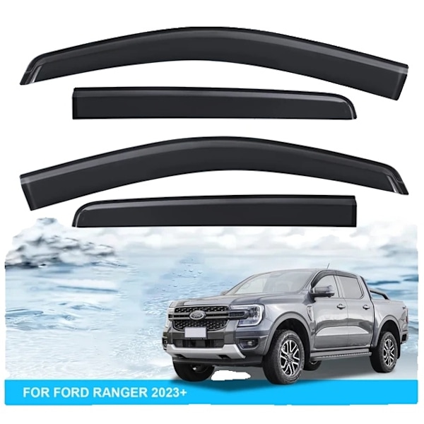 Ford Ranger Raptor 2023 Tillbehör, Weathershield Design, Dubbelhytt Passform, fönsteravskärmare window visor window visor