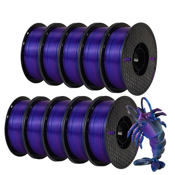 3D Printer Filament, 10 kg Silk PLA, Høj Ydelse, Sort Blå Lilla