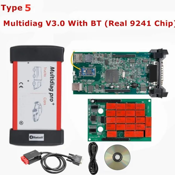 OBD2 Diagnostiskt Verktyg, Version 202111/202023, Keygen inkluderad, Multidiag V30, RÖD NEC Multidiag V3.0 Multidiag V3.0