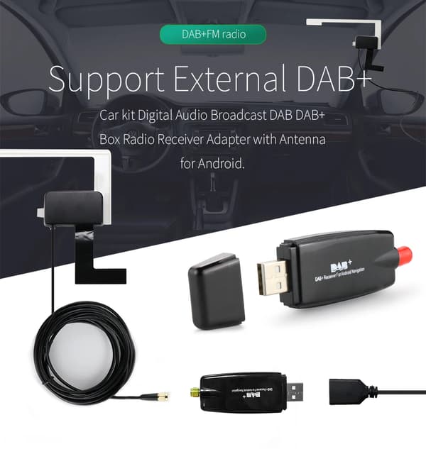 Bilmonitor DAB+ Adapter, Hizpo Märke, USB Multimedia Spelare