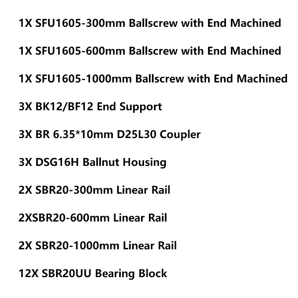 CNC Linjär Guide Kit, Flera Längder Linjära Skenor, SFU1605 Kullskruvar,SFU1605 300 600 1000 SFU1605 300 600 1000 SFU1605 300 600 1000