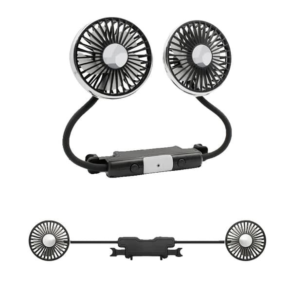 USB Blæser, Dobbelt Hoved, 3-Hastigheds Drift, sort