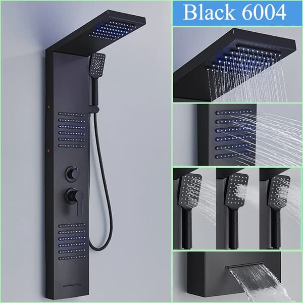 LED Bruserpanel, 4/5 Trins Brusefunktion, Vægmonteret Design, Sort-F-6004