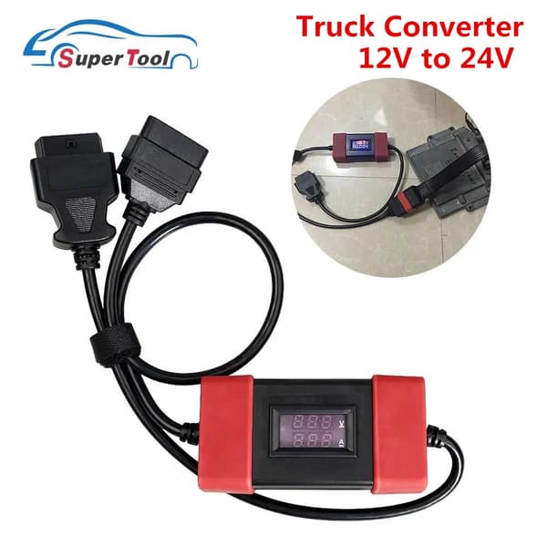 Lastbil Converter, 24V til 12V, Kompatibel med OBD2 Diagnosesoftware, Rød