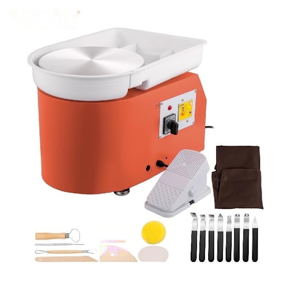 Saviratas Kone - 11" Kääntöpöytä, 350W Moottori, Jalkapedaalin Säätö & Maasulku Suojaus Orange