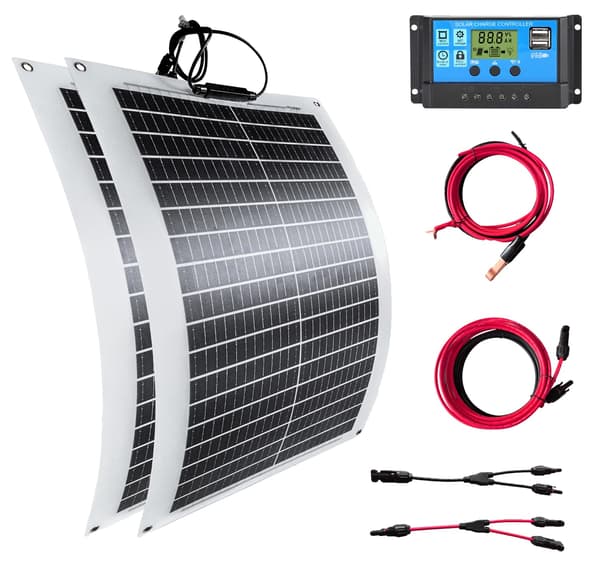 Solpanel Kit, Fleksibelt Design, Vandtæt Funktion, 200W Sæt, 18V