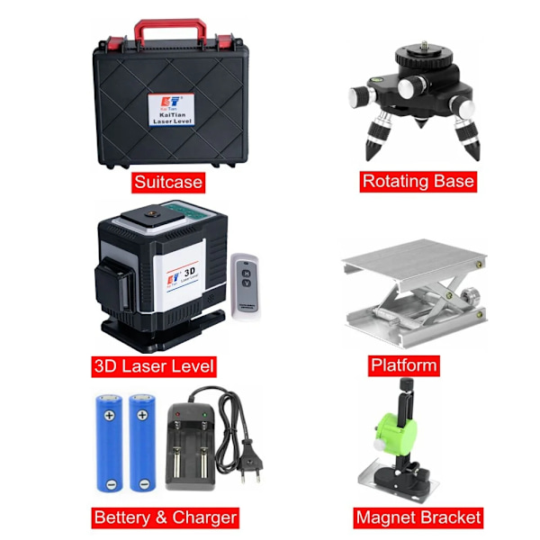 3D Laser Niveau, 12 Linjer, Høj Præcision Måling,3D Laser Niveau 360 3D Laser Level 360 3D Laser Level 360