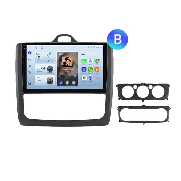 Bilradio, 9" Display, Multimediafunktioner, Kompatibel med Ford Focus Mk2-Mk3 (2004-2011), V1 Pro (2GB 64GB)B