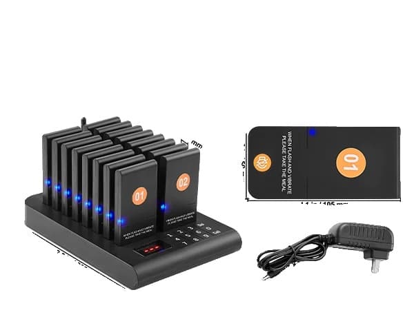 Restaurang Pager System, 400m Lång Räckvidd Signal, Vibration & Blinkande