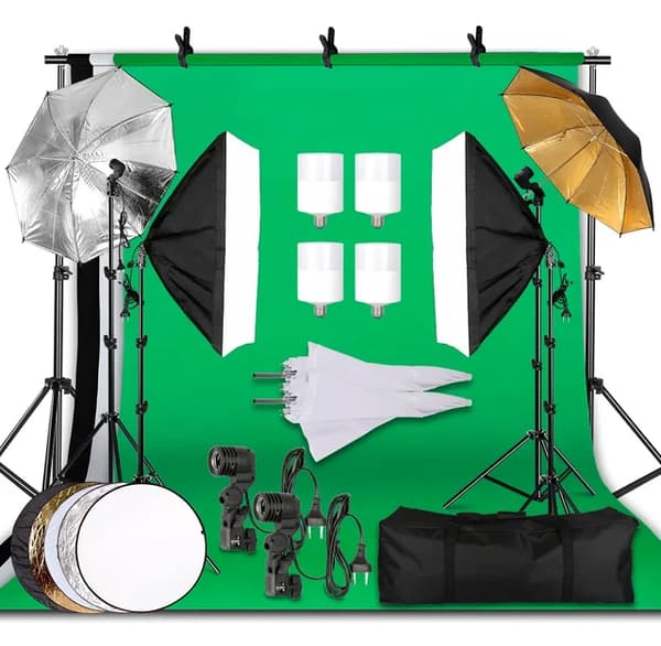 Fotografi Sæt, Softbox Belysning, Baggrundsstøtte, Foto Studio Sæt 36-a