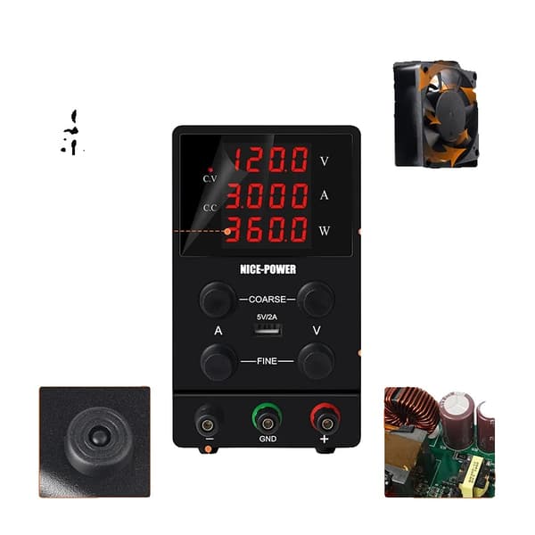 Strømforsyning, Justerbar Spænding, Høj Effektivitet, 120V 3A