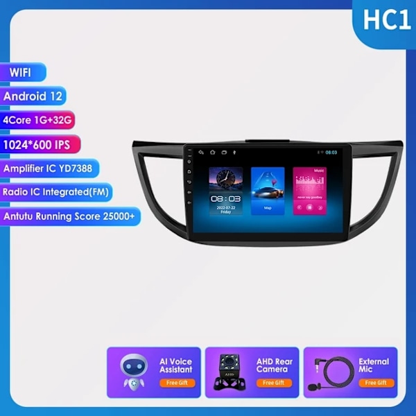 Carplay, Android 12-kompatibilitet, GPS-navigation, HC1 AHDC1 AI HC1 AHDC1 AI
