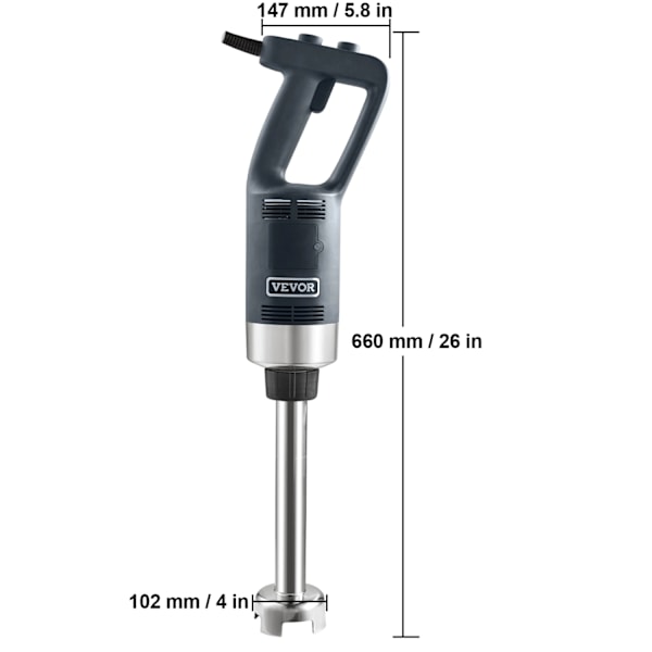 Kraftfull rostfritt stål immersion mixer, variabel hastighet, enkel rengöring.,750 watt 12 tum 750w12in 750w12in