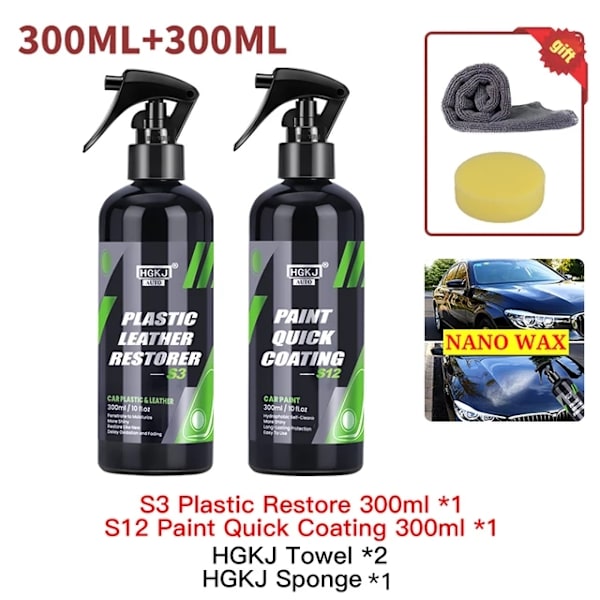 Bilinteriør Detaljerer, Gendanner Plastik og Læder, Hurtig Påføring af Coating, S3-300ml x S12-300ml S3-300ml x S12-300ml S3-300ml x S12-300ml