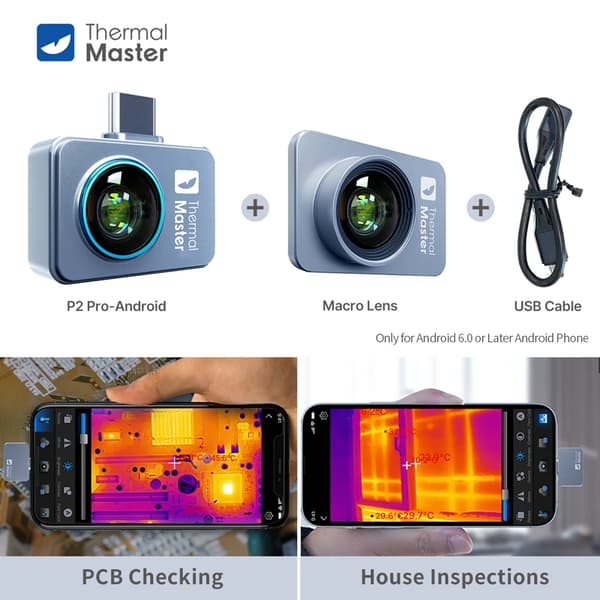 P2 Termisk Kamera, IR Opløsning 256 × 192, Måleområde -4 til 1112, P2proAndroid