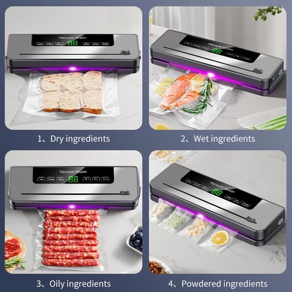 Vakuumforseglingsmaskine, 5 Forseglingsmetoder, Kraftig Sug, Grå, EU-stik
