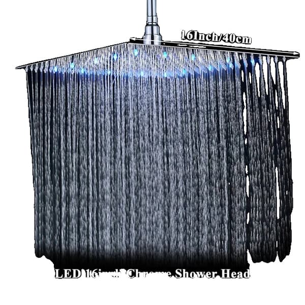LED Brusehoved, Krom Finish, 16 tommer Størrelse
