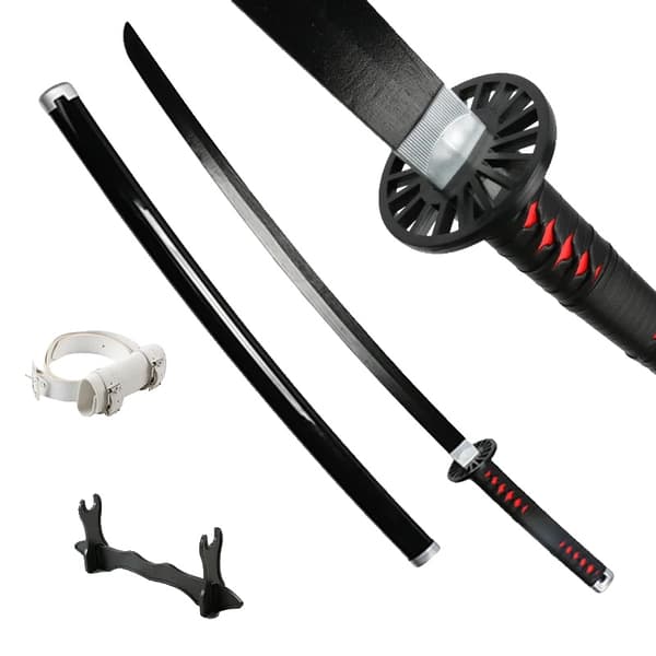 Anime Katana, 104 cm længde, letvægts bambusblad, Tanjirou Sort