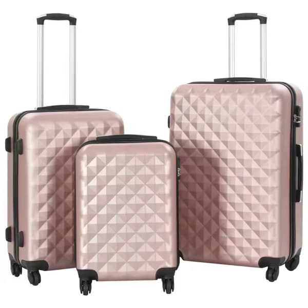 Hardshell Kuffertsæt, 3-Styk, 360-Graders Spinner Hjul, Guld