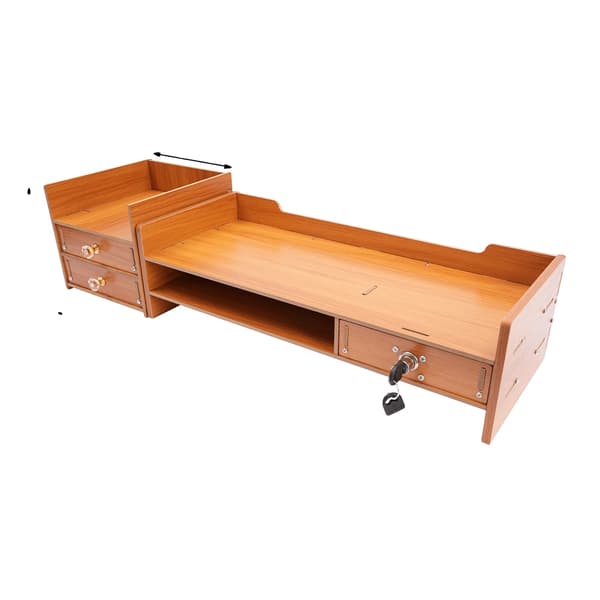 Monitorstand, Opbevaringsskuffer, Pladsbesparende Design, Træ