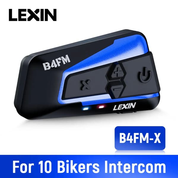 Motorcykel Bluetooth Intercom, 10 ryttere understøttelse, op til 1600 m rækkevidde, B4FM-X