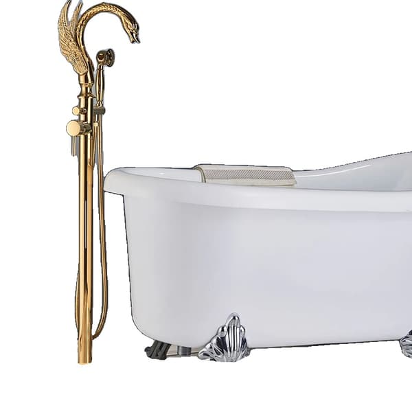 Fritstående Badekararmatur, Messingkonstruktion, Moderne Stil, Guld A