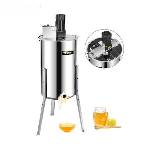 3-rammes Elektrisk Honningekstraktor - 140W Motor, Rustfrit Stål Konstruktion, Justerbar Højde Electric 3 Frame