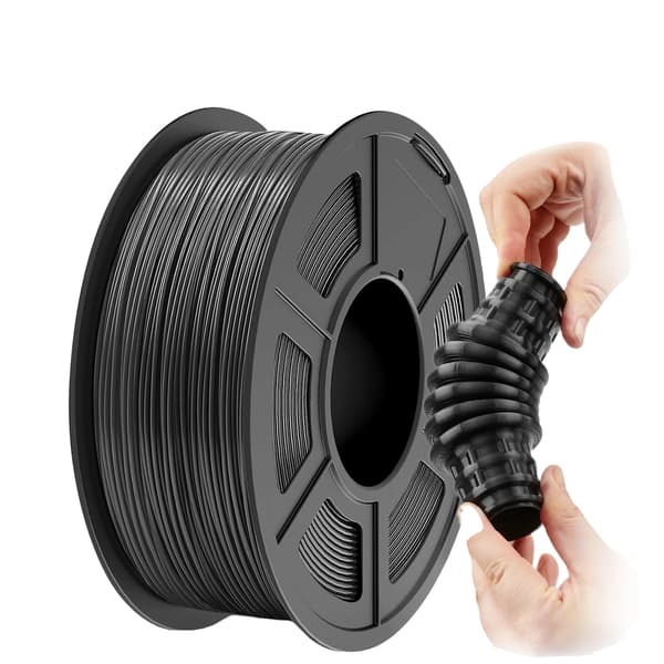 TPU-filament, 1,75 mm diameter, 1 kg vikt, flexibelt material, SVART