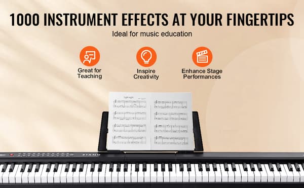 88 Tangenters Digitalpiano, Elektriskt Bärbart Set, Med stativ
